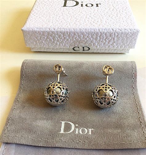 christian dior earrings clip on Silver Genuine Authentic Designer